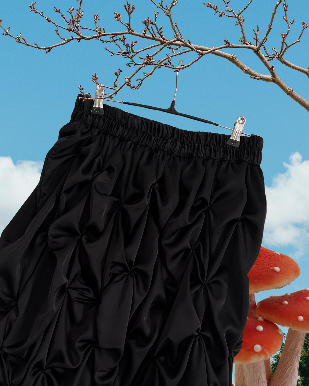 pucker skirt - midi, black