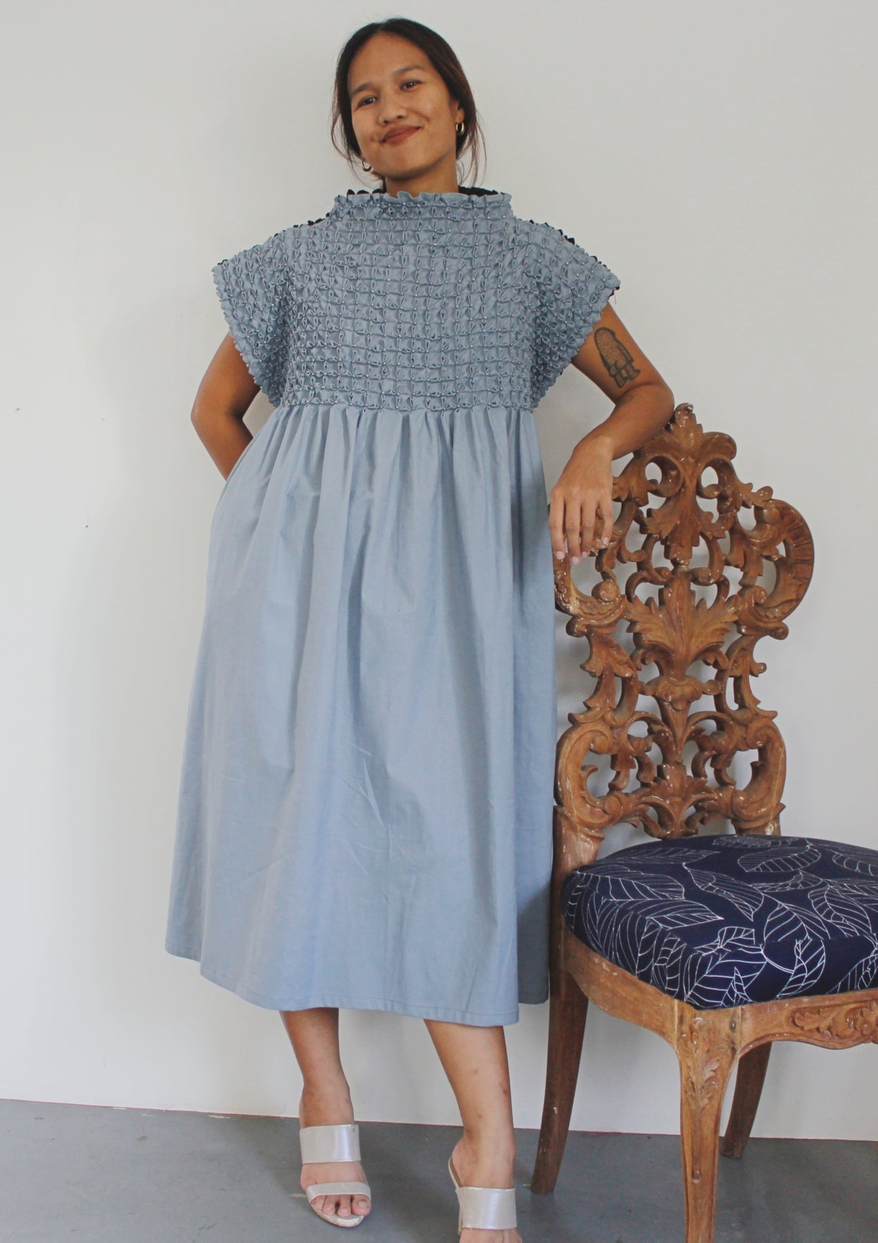 bloom dress - gray & black