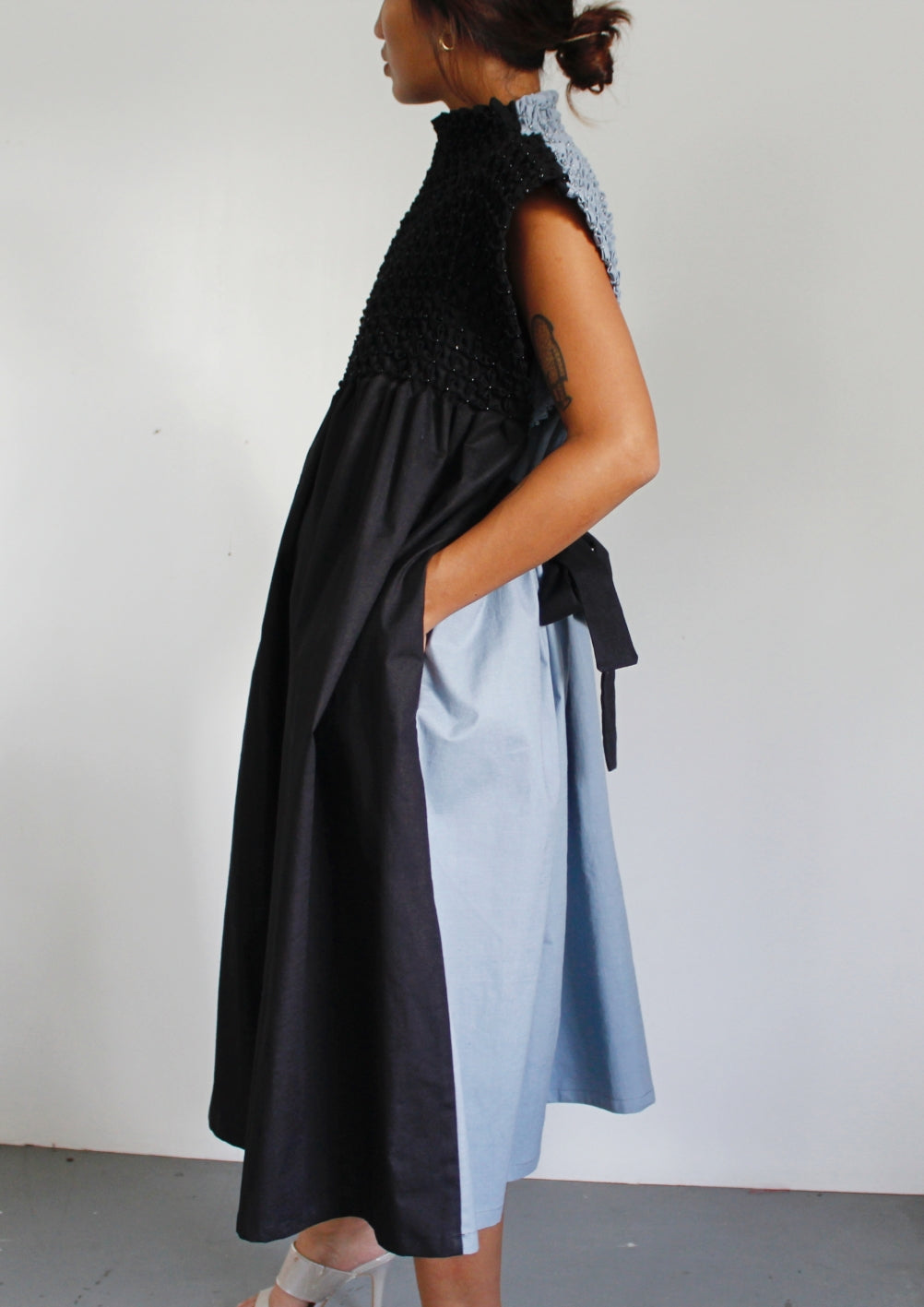 bloom dress - gray & black