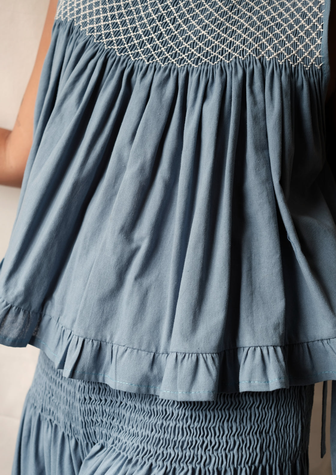 blaire top - stonewashed linen, dusty blue