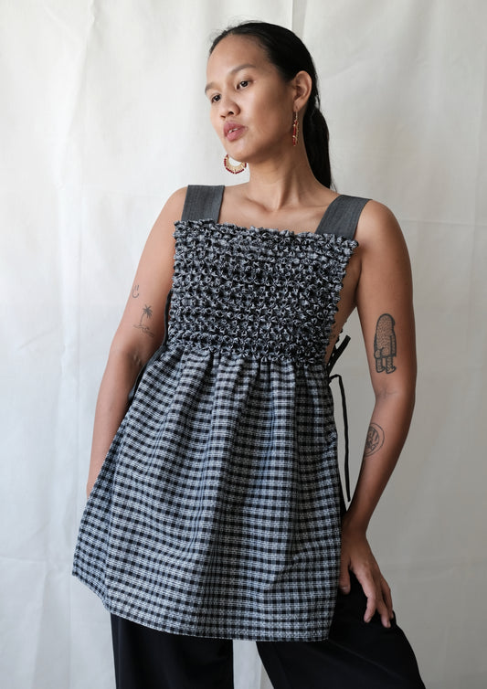 blossom bib top - gingham inabel