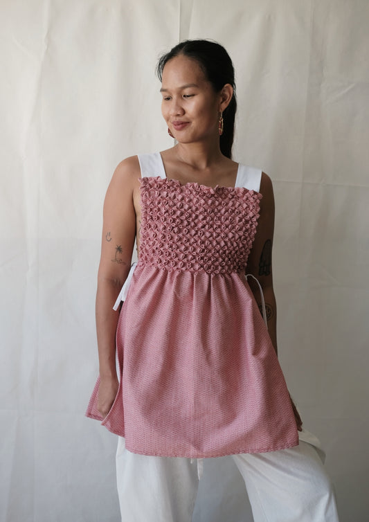 blossom bib top - red inabel