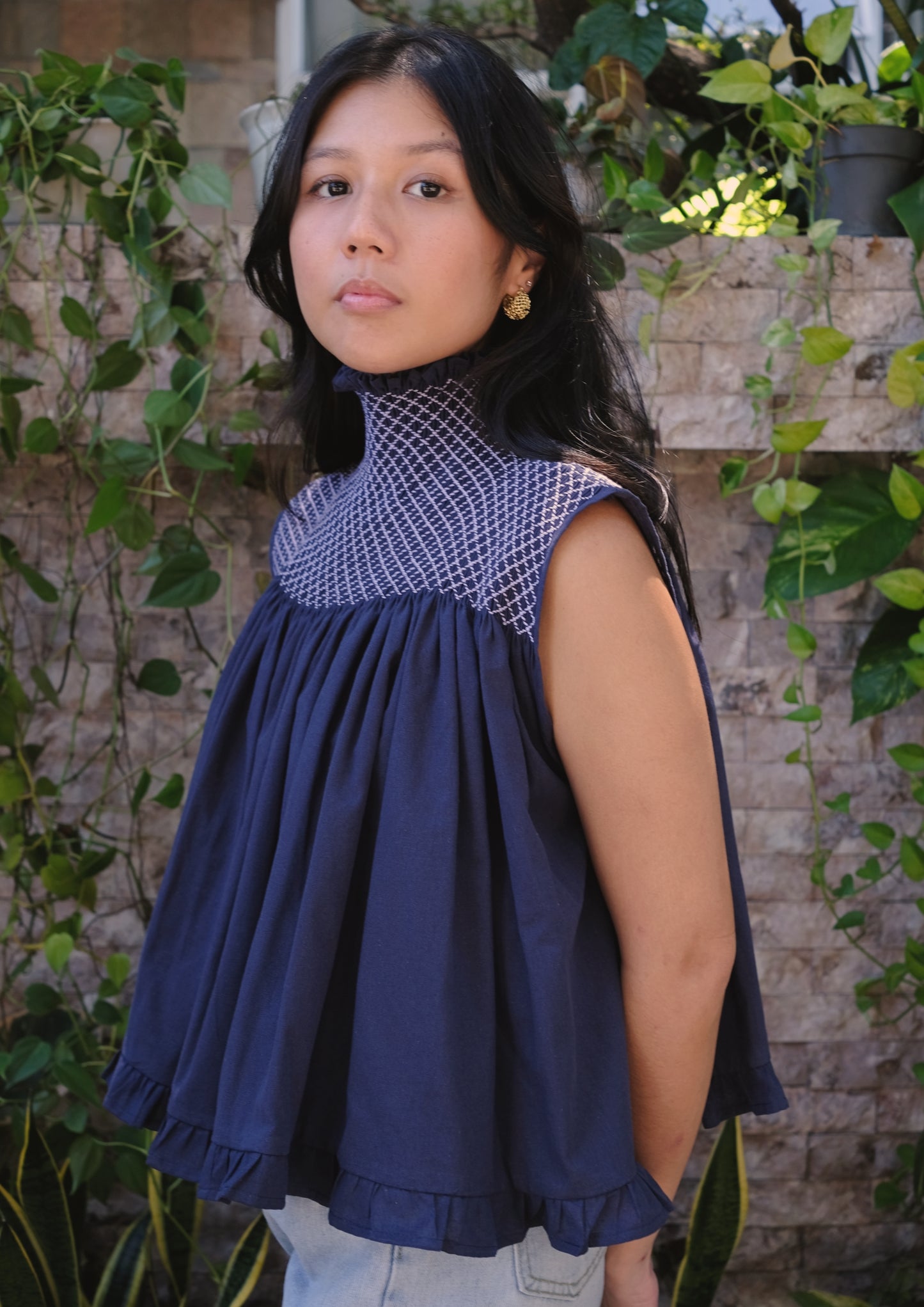 blaire top - navy blue