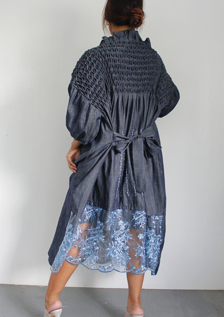 leila dress - denim chambray