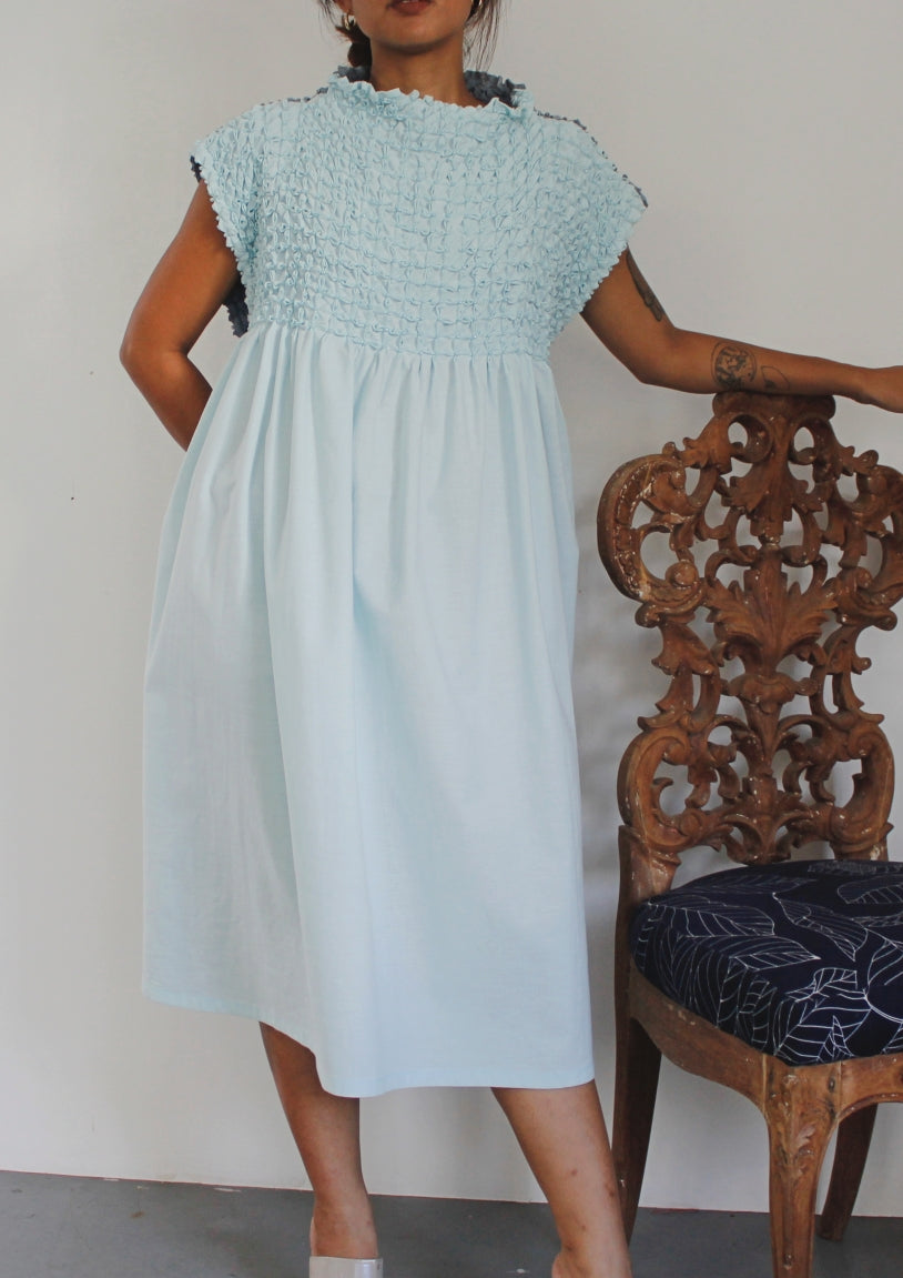 bloom dress - sky blue & gray