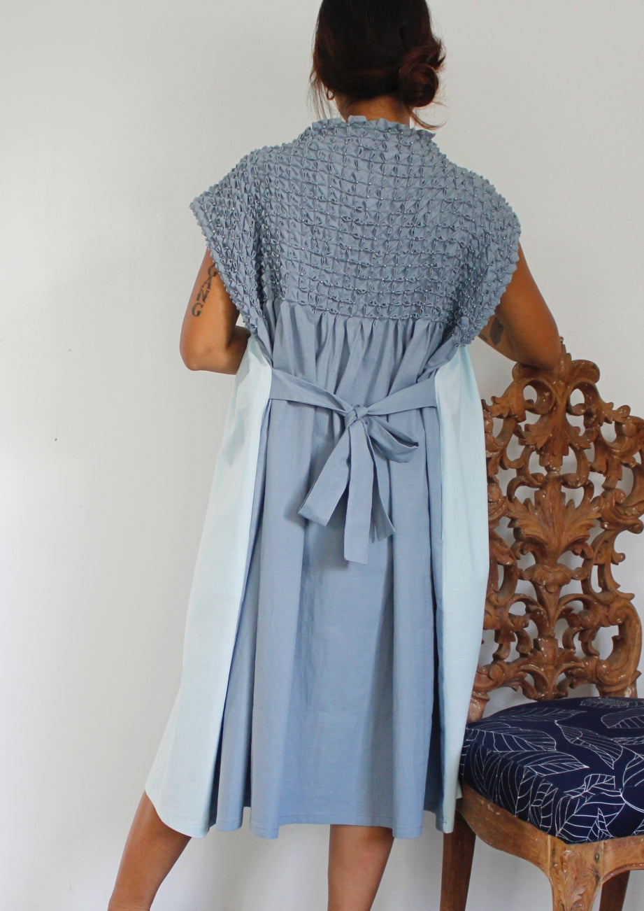 bloom dress - sky blue & gray