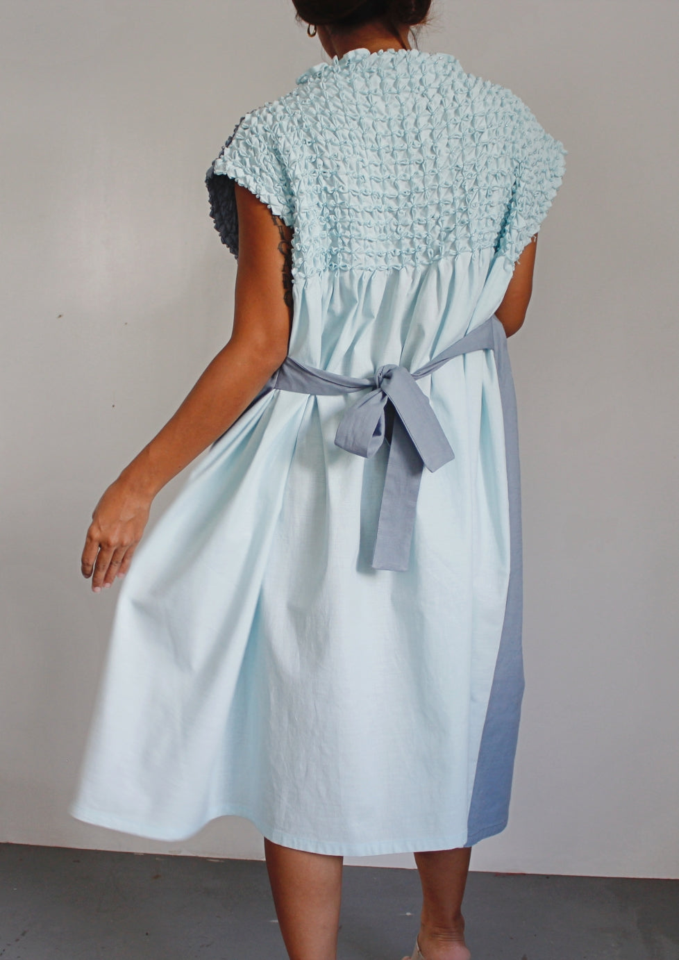 bloom dress - sky blue & gray