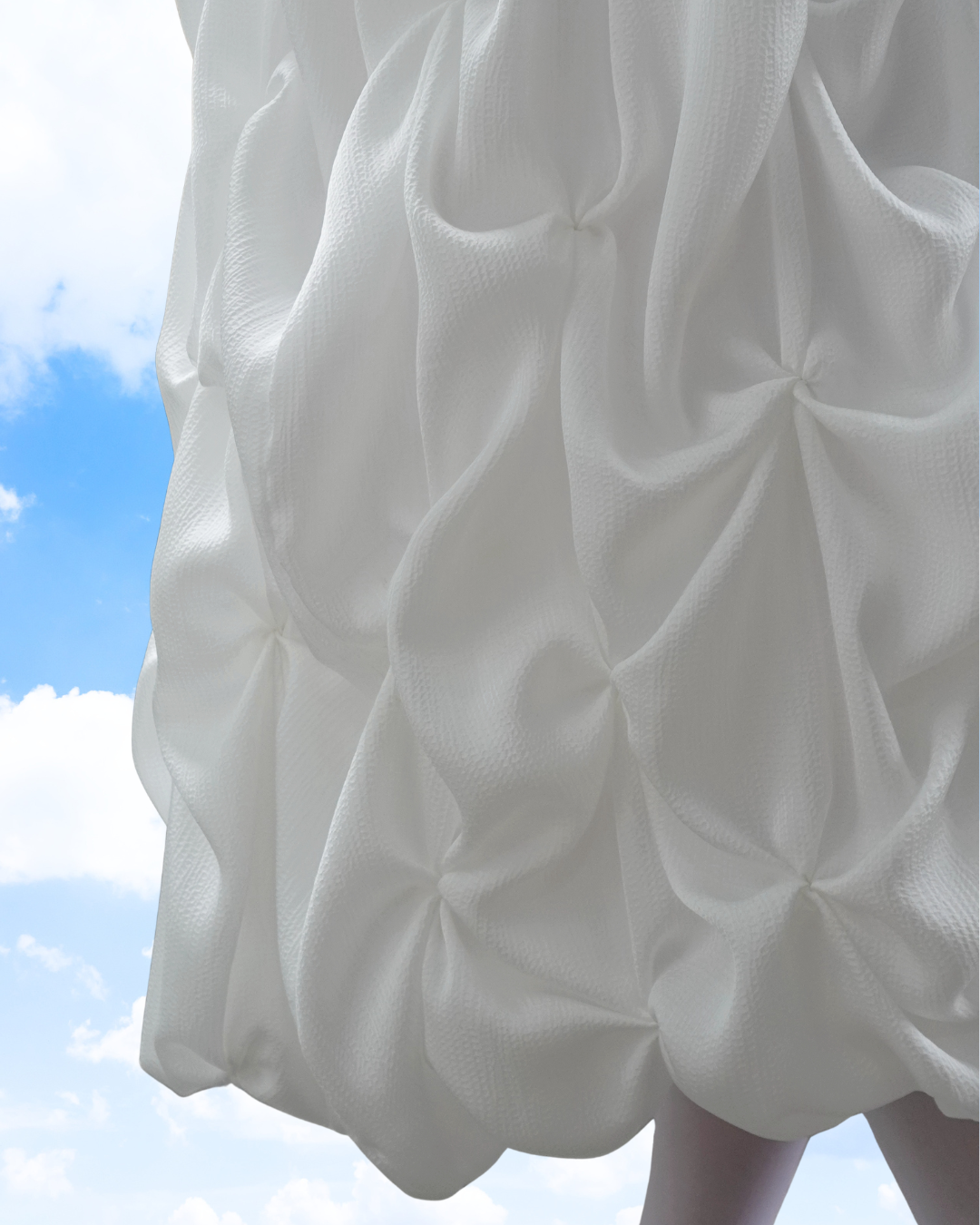 pucker skirt - midi, white