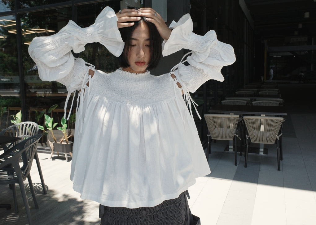 isabella top - stonewashed linen, white