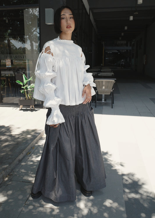 isabella top - stonewashed linen, white