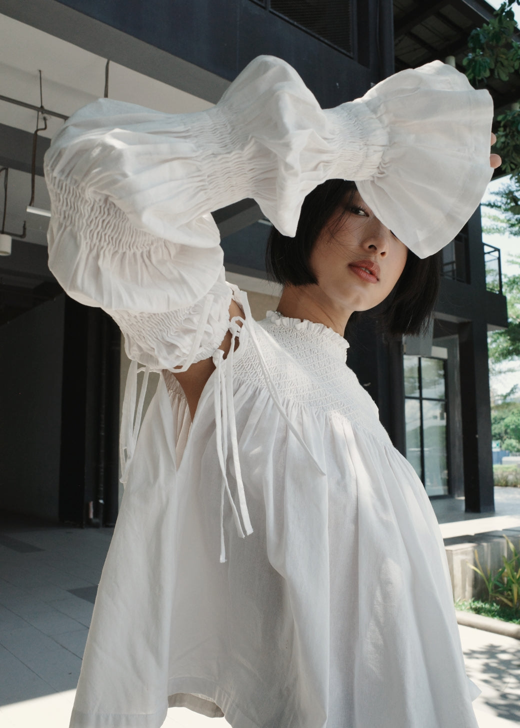 isabella top - stonewashed linen, white