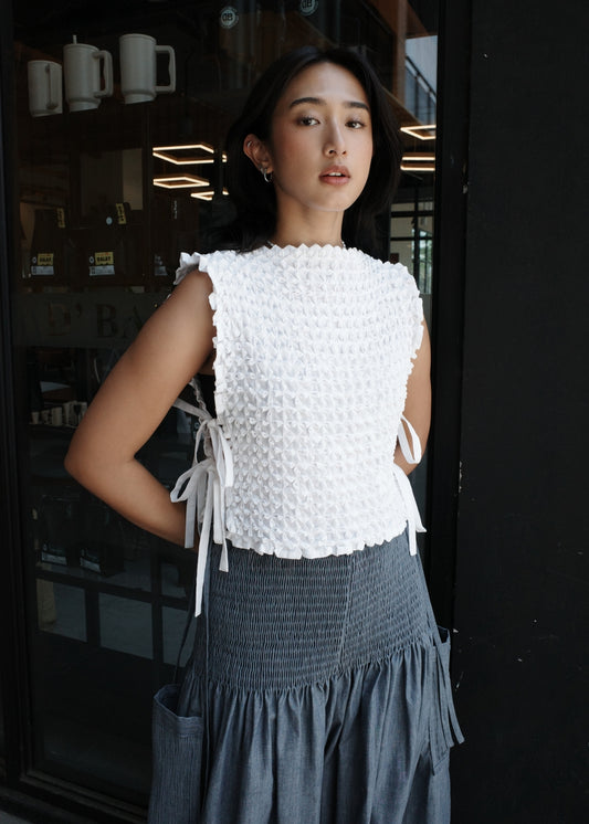 bloom kimona bib - white