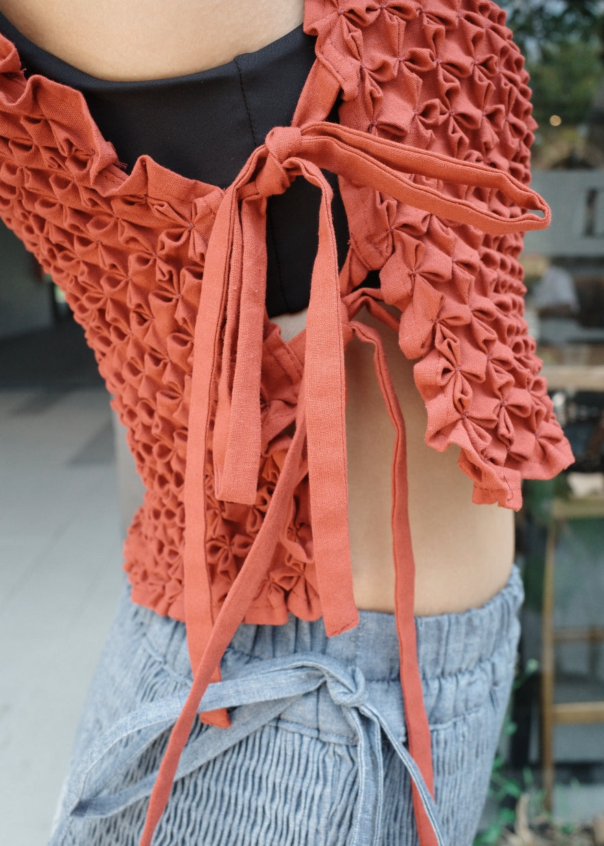 bloom kimona bib - maroon