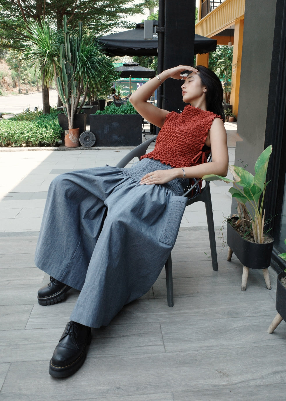 isa pants - blue chambray
