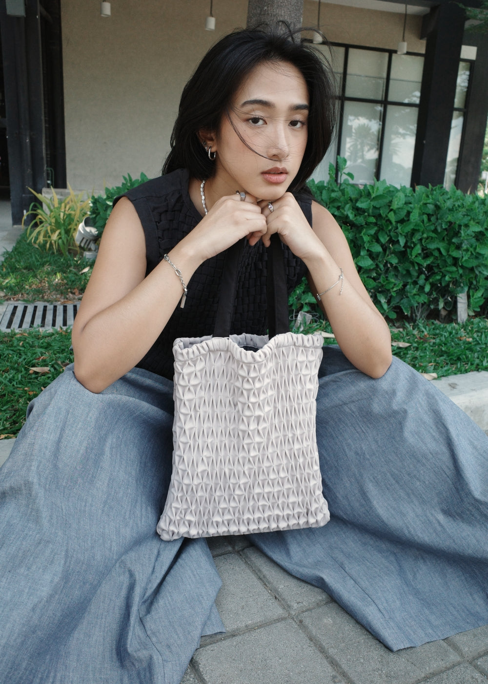 alicia book bag - cream
