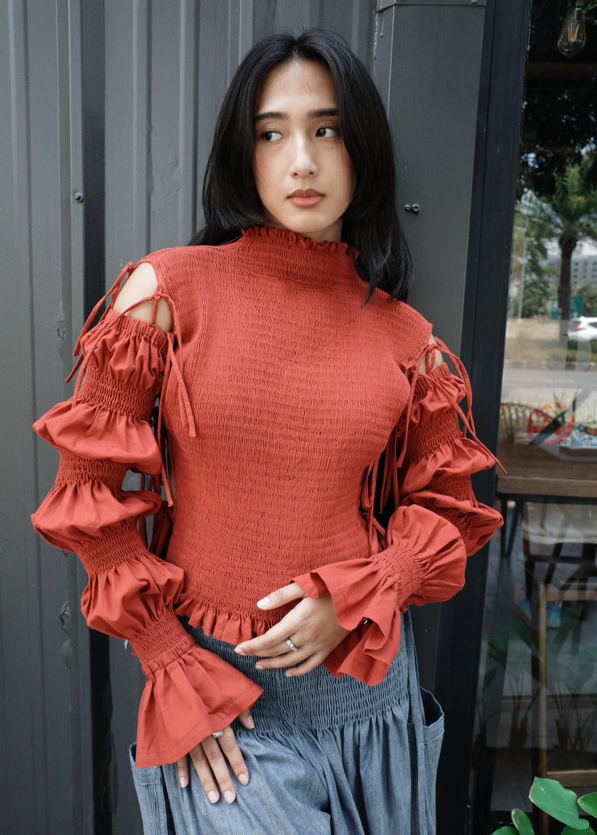 isa top - stonewashed linen, maroon