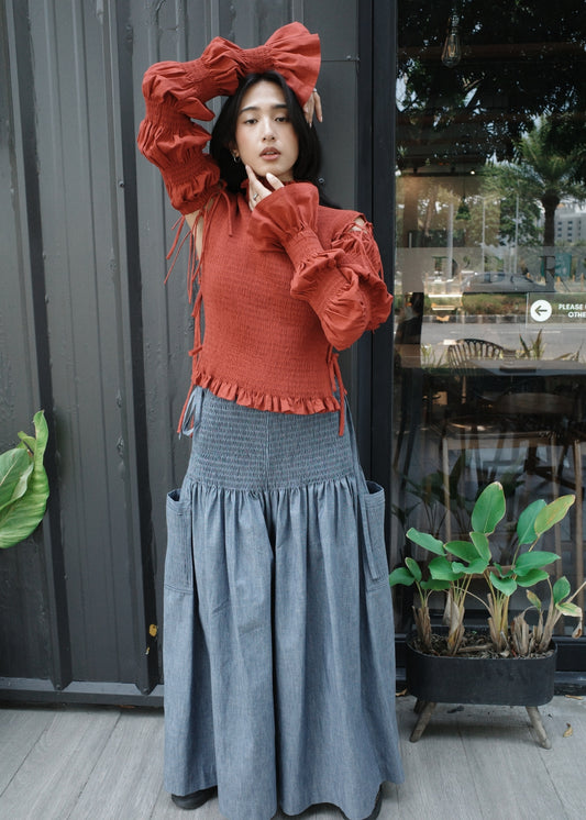 isa top - stonewashed linen, maroon