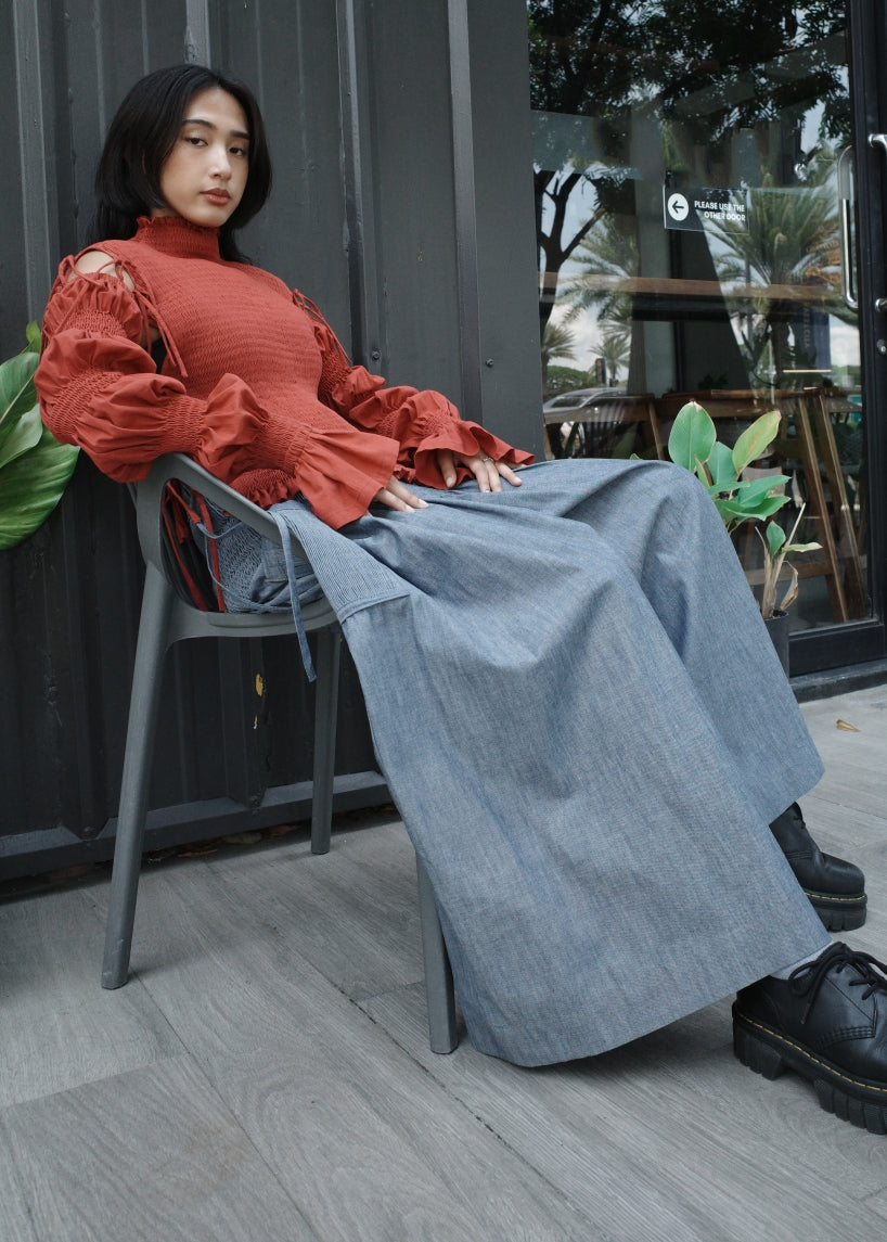 isa top - stonewashed linen, maroon