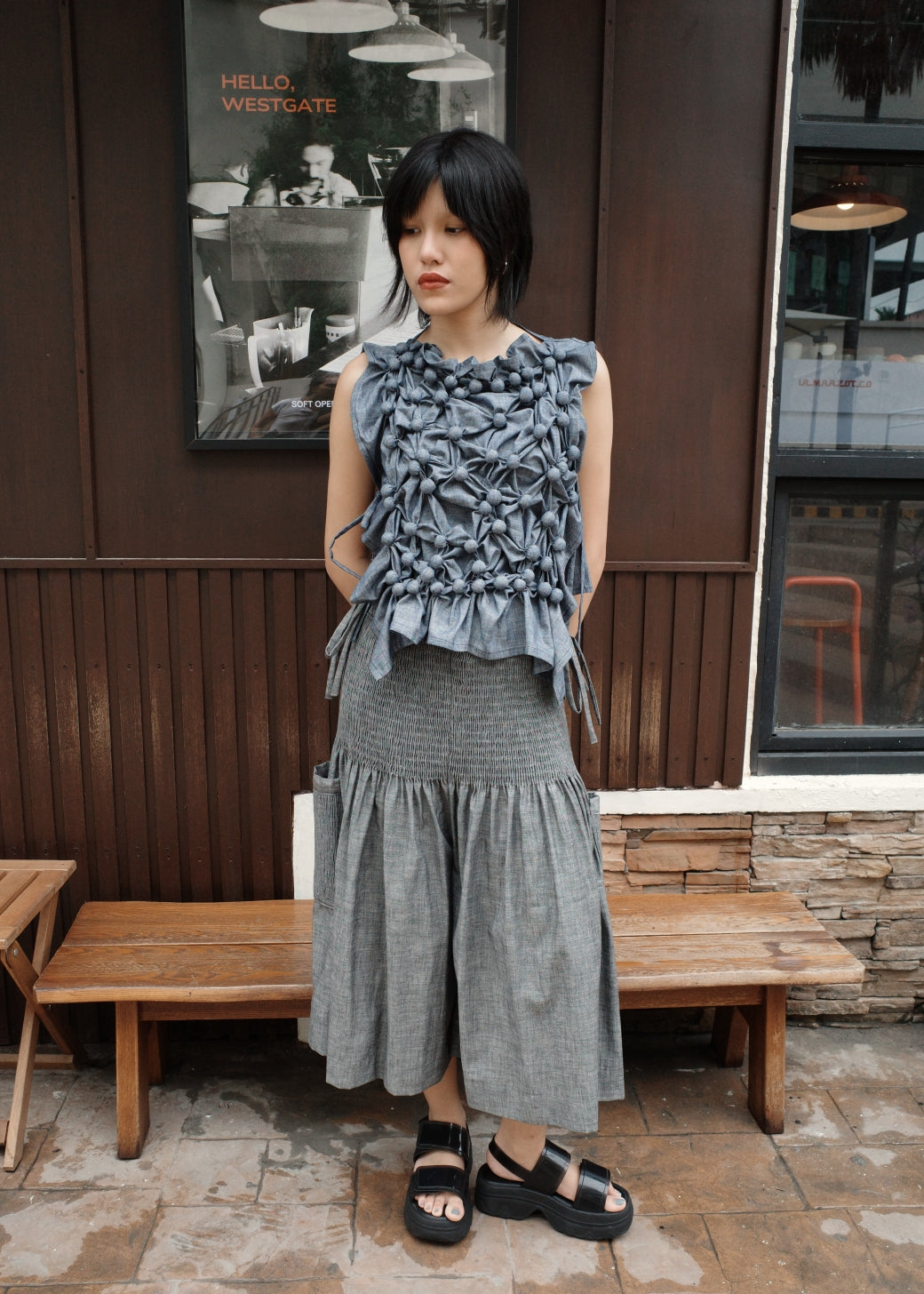 isa culottes - light gray chambray