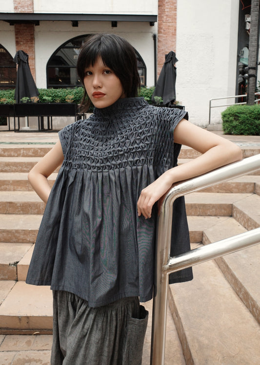 lily top - midnight chambray