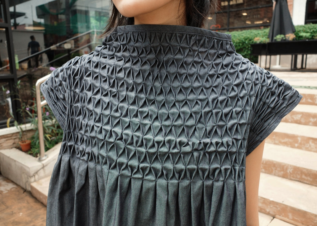 lily top - midnight chambray