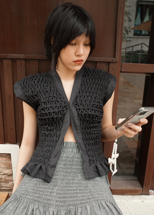 karine vest - black twill