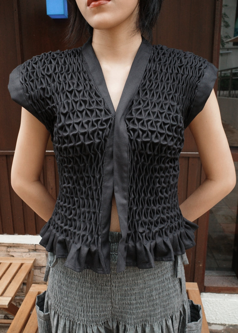 karine vest - black twill