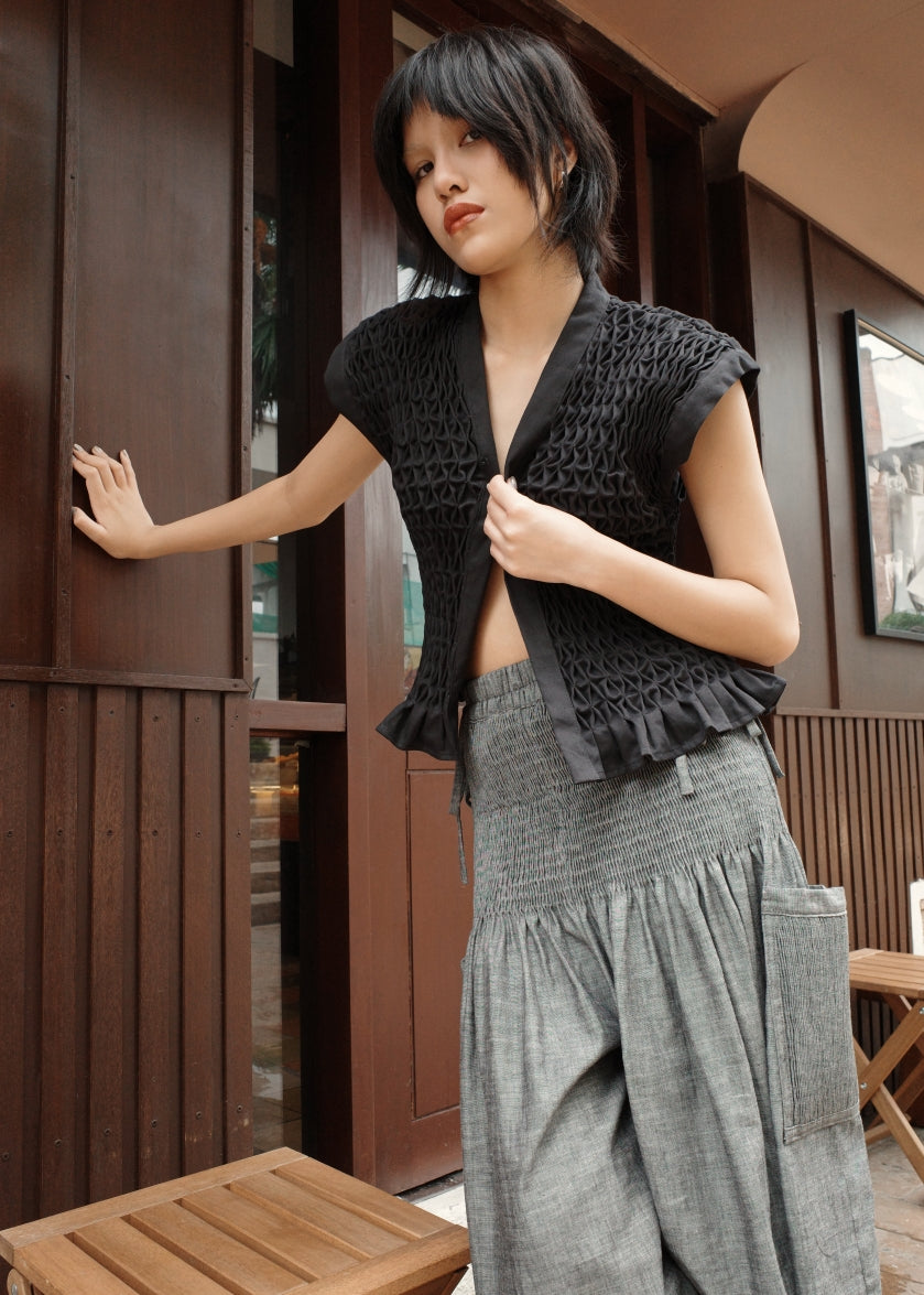 karine vest - black twill