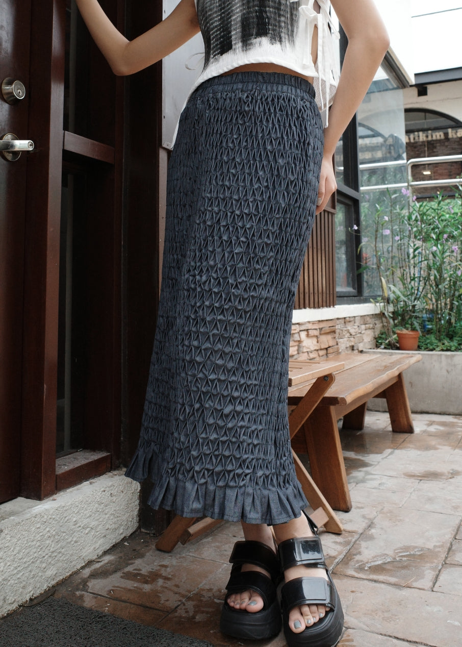 bertie long skirt - midnight chambray