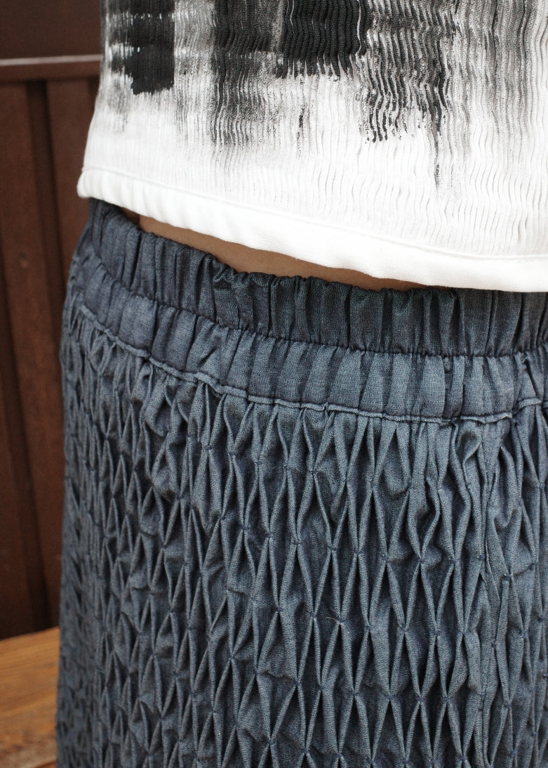 bertie long skirt - midnight chambray