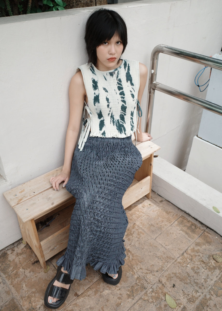 bertie long skirt - midnight chambray