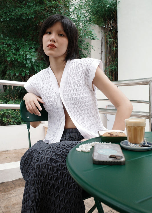 karine vest - white twill