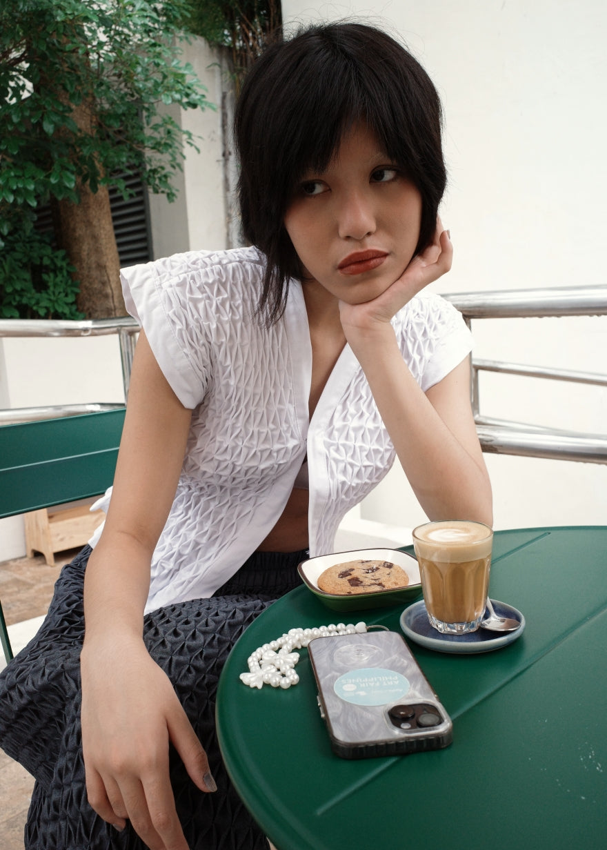 karine vest - white twill