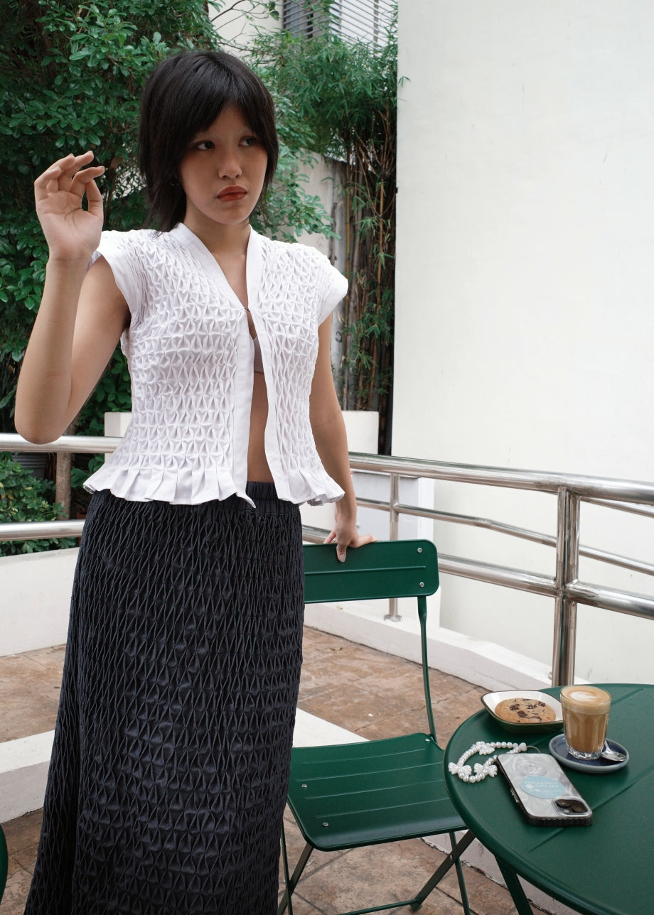 karine vest - white twill