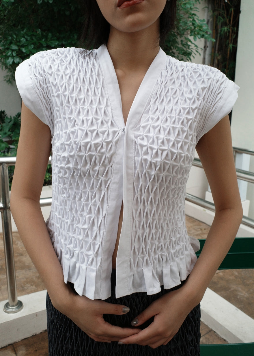 karine vest - white twill