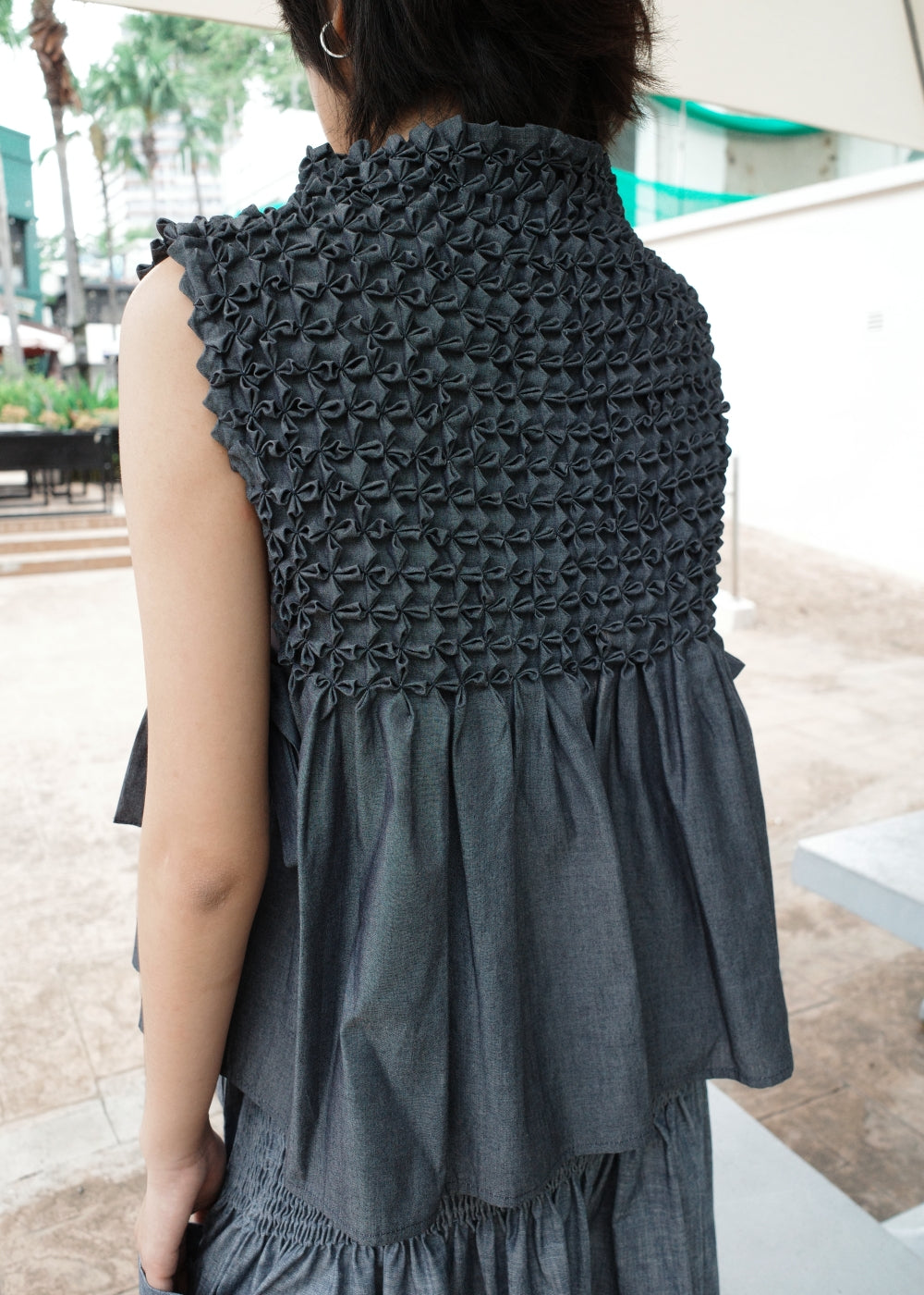 bloom bib top - midnight chambray