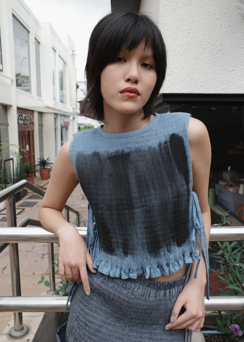 helen bib - painted, dusty blue