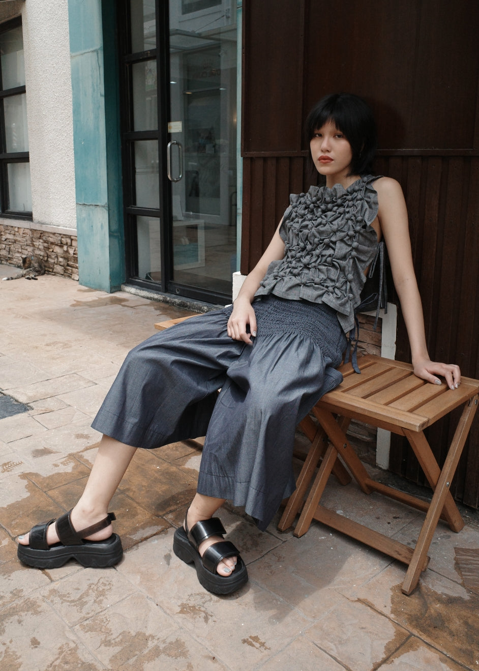 isa culottes - midnight chambray