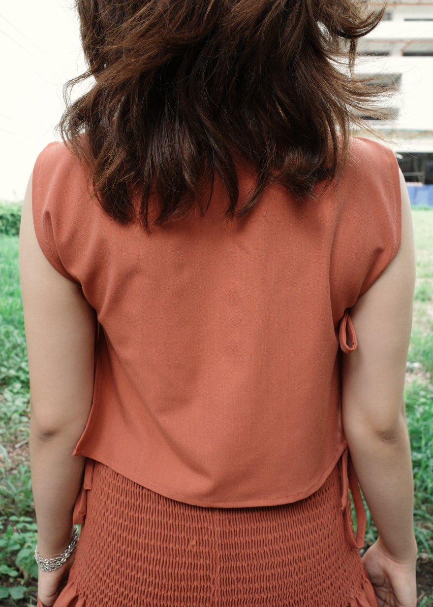 bubble bib top - soft maong rust