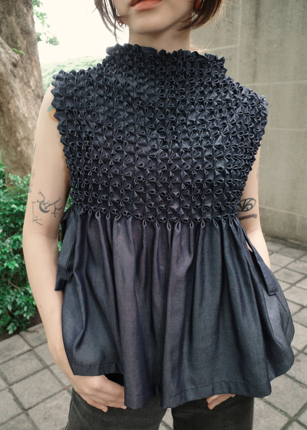bloom bib top - soft blue denim