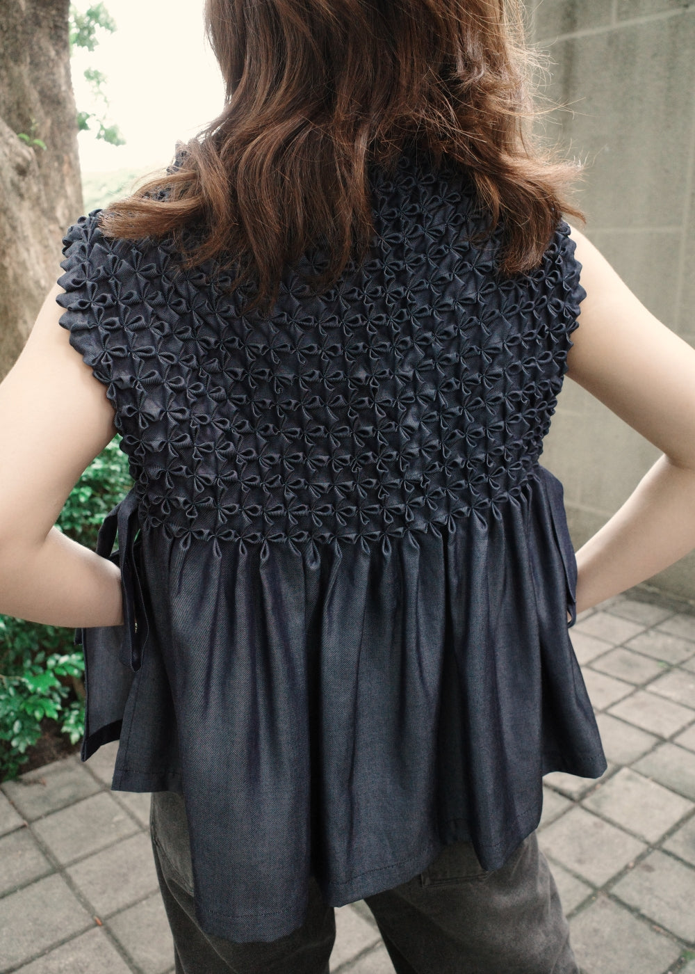 bloom bib top - soft blue denim