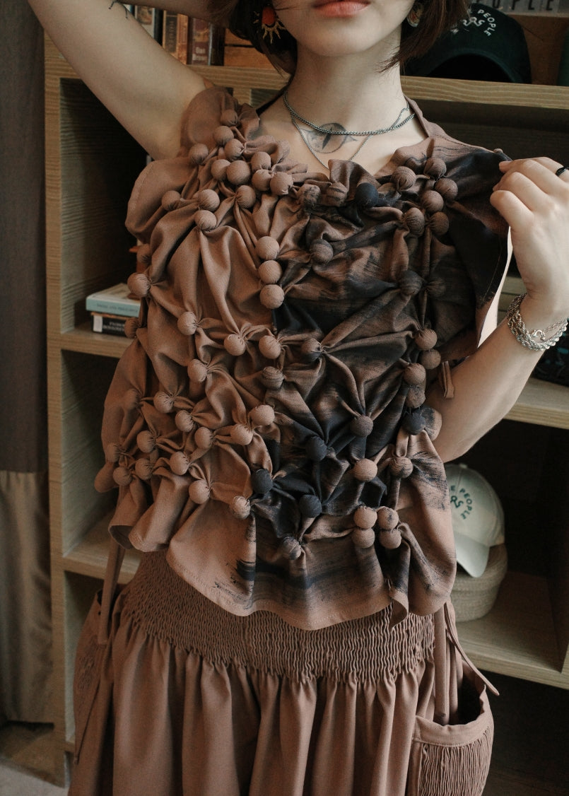 bubble bib top - soft maong brown