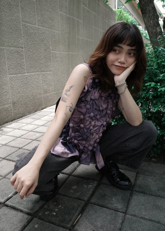 bubble bib top - dyed, navy