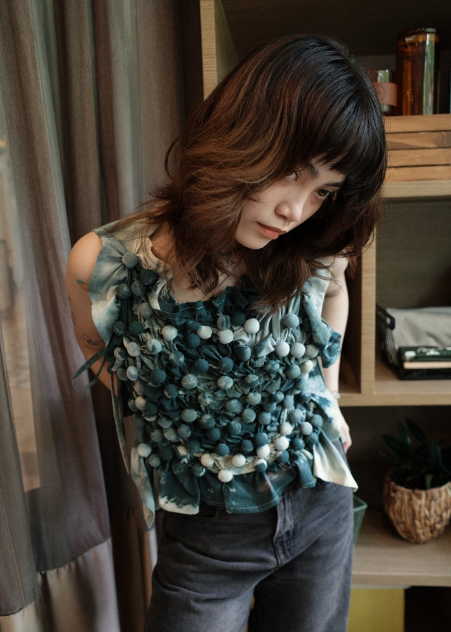 bubble bib top - dyed, green
