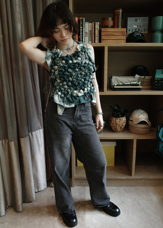 bubble bib top - dyed, green