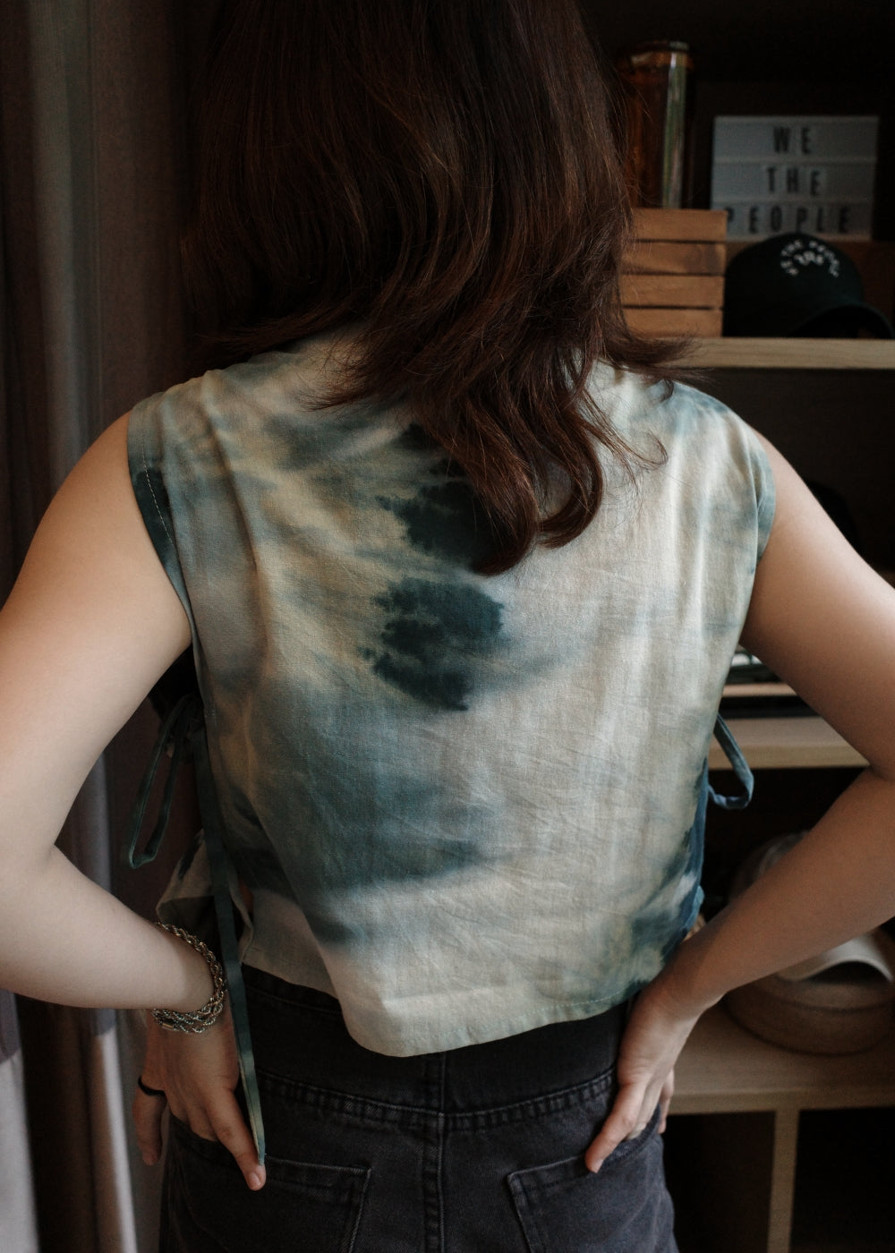 bubble bib top - dyed, green