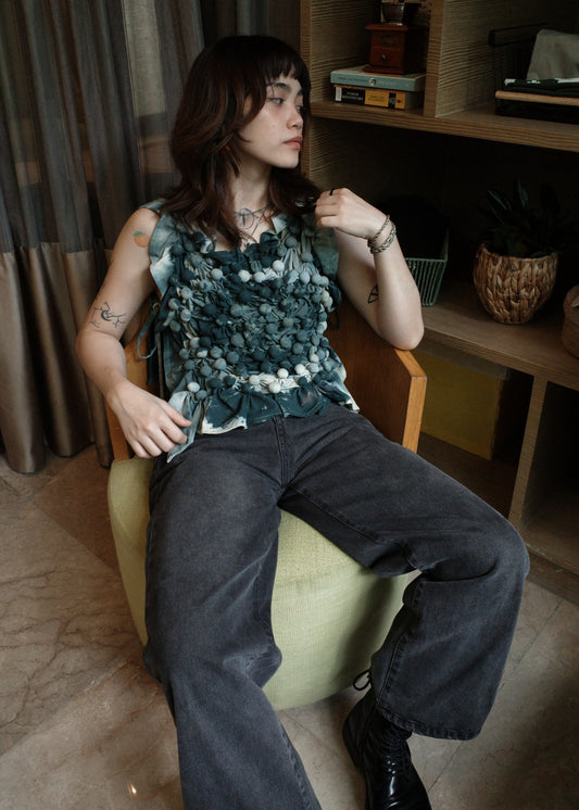 bubble bib top - dyed, green