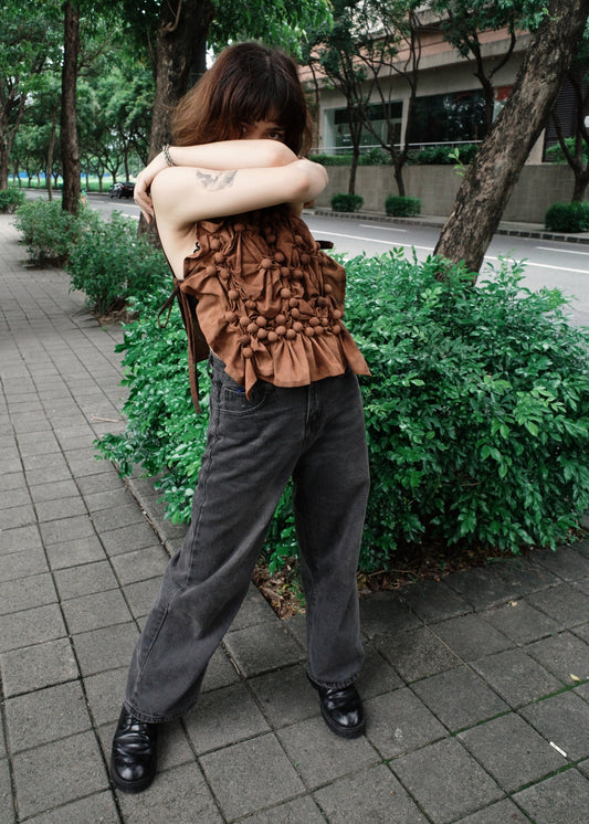 bubble bib top - dyed, black