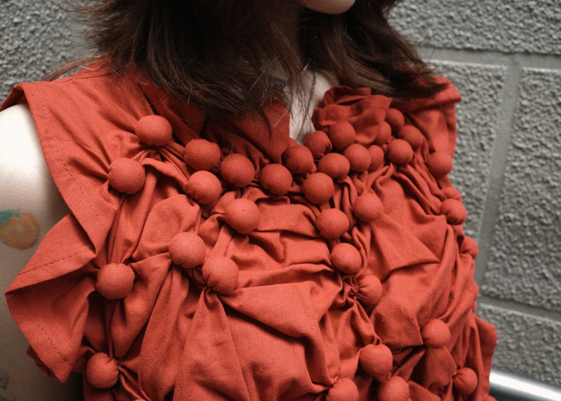 bubble bib top - stonewashed linen, maroon