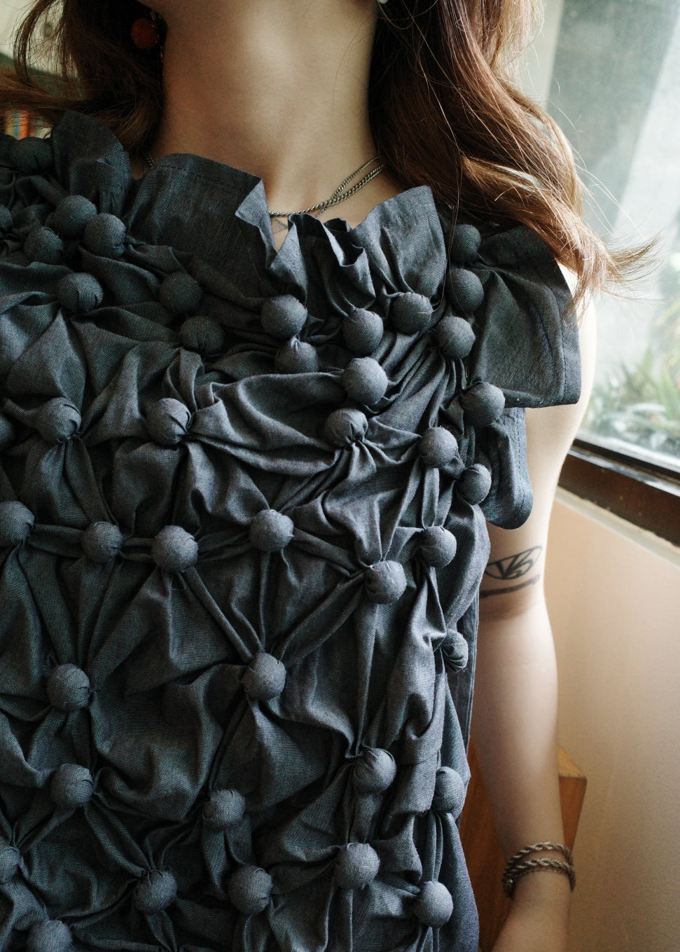 bubble bib top - midnight chambray